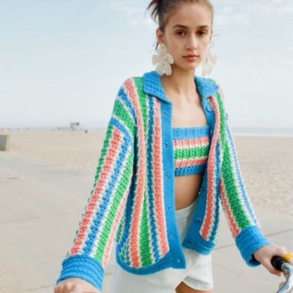 🩵 ZARA BLUE MULTI KNIT CROP TOP! - Picture 8 of 16